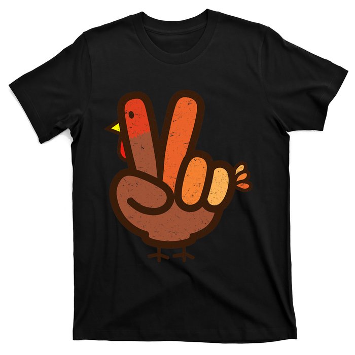 Peace Sign No Turkey Hand Ns Family Thanksgiving T-Shirt