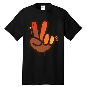 Peace Sign No Turkey Hand Ns Family Thanksgiving Tall T-Shirt