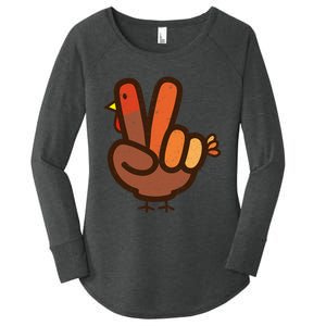 Peace Sign No Turkey Hand Ns Family Thanksgiving Women's Perfect Tri Tunic Long Sleeve Shirt