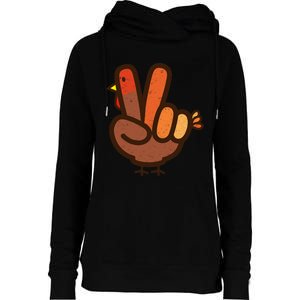 Peace Sign No Turkey Hand Ns Family Thanksgiving Womens Funnel Neck Pullover Hood