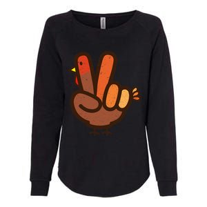 Peace Sign No Turkey Hand Ns Family Thanksgiving Womens California Wash Sweatshirt