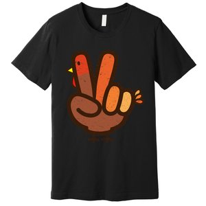 Peace Sign No Turkey Hand Ns Family Thanksgiving Premium T-Shirt