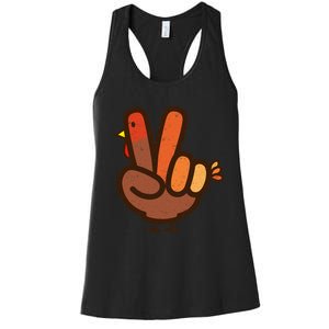 Peace Sign No Turkey Hand Ns Family Thanksgiving Women's Racerback Tank