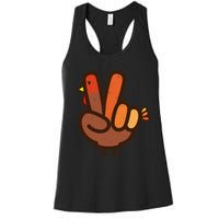 Peace Sign No Turkey Hand Ns Family Thanksgiving Women's Racerback Tank