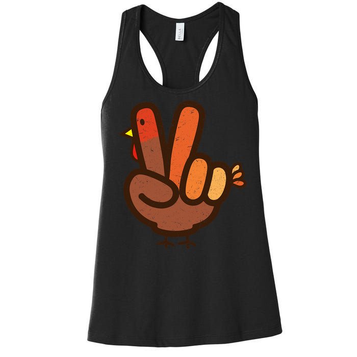 Peace Sign No Turkey Hand Ns Family Thanksgiving Women's Racerback Tank