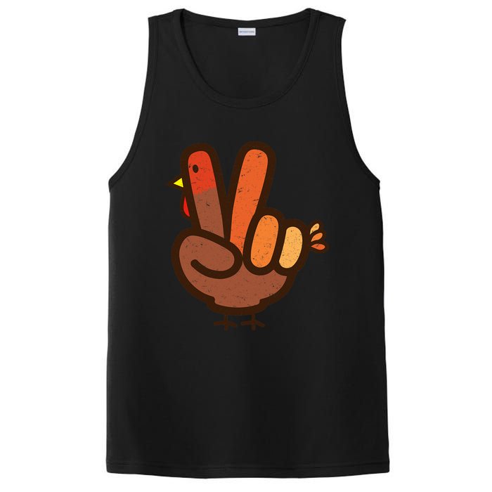 Peace Sign No Turkey Hand Ns Family Thanksgiving PosiCharge Competitor Tank