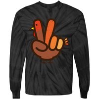 Peace Sign No Turkey Hand Ns Family Thanksgiving Tie-Dye Long Sleeve Shirt