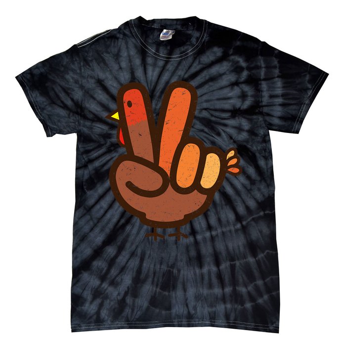 Peace Sign No Turkey Hand Ns Family Thanksgiving Tie-Dye T-Shirt