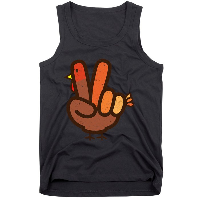 Peace Sign No Turkey Hand Ns Family Thanksgiving Tank Top