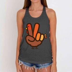 Peace Sign No Turkey Hand Ns Family Thanksgiving Women's Knotted Racerback Tank