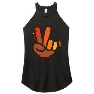 Peace Sign No Turkey Hand Ns Family Thanksgiving Women's Perfect Tri Rocker Tank