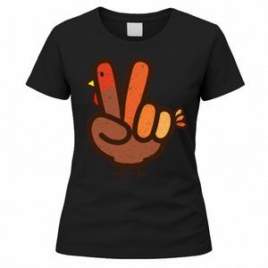 Peace Sign No Turkey Hand Ns Family Thanksgiving Women's T-Shirt