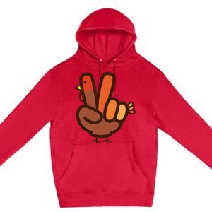 Peace Sign No Turkey Hand Ns Family Thanksgiving Premium Pullover Hoodie