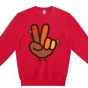 Peace Sign No Turkey Hand Ns Family Thanksgiving Premium Crewneck Sweatshirt