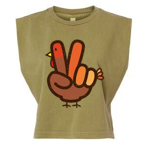 Peace Sign No Turkey Hand Ns Family Thanksgiving Garment-Dyed Women's Muscle Tee