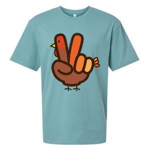 Peace Sign No Turkey Hand Ns Family Thanksgiving Sueded Cloud Jersey T-Shirt