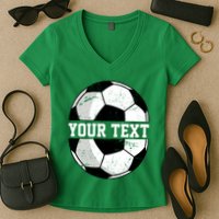 Personalized Soccer Name Custom Family Game Day Women's V-Neck T-Shirt