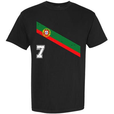Portugal Soccer Number 7 Portugese Football Sports Lover Fan Garment-Dyed Heavyweight T-Shirt