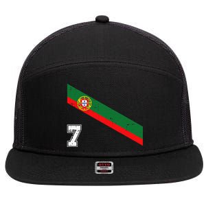 Portugal Soccer Number 7 Portugese Football Sports Lover Fan 7 Panel Mesh Trucker Snapback Hat