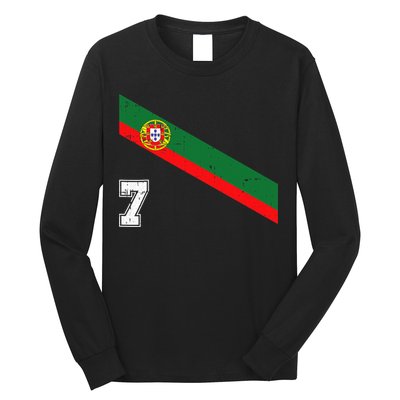 Portugal Soccer Number 7 Portugese Football Sports Lover Fan Long Sleeve Shirt