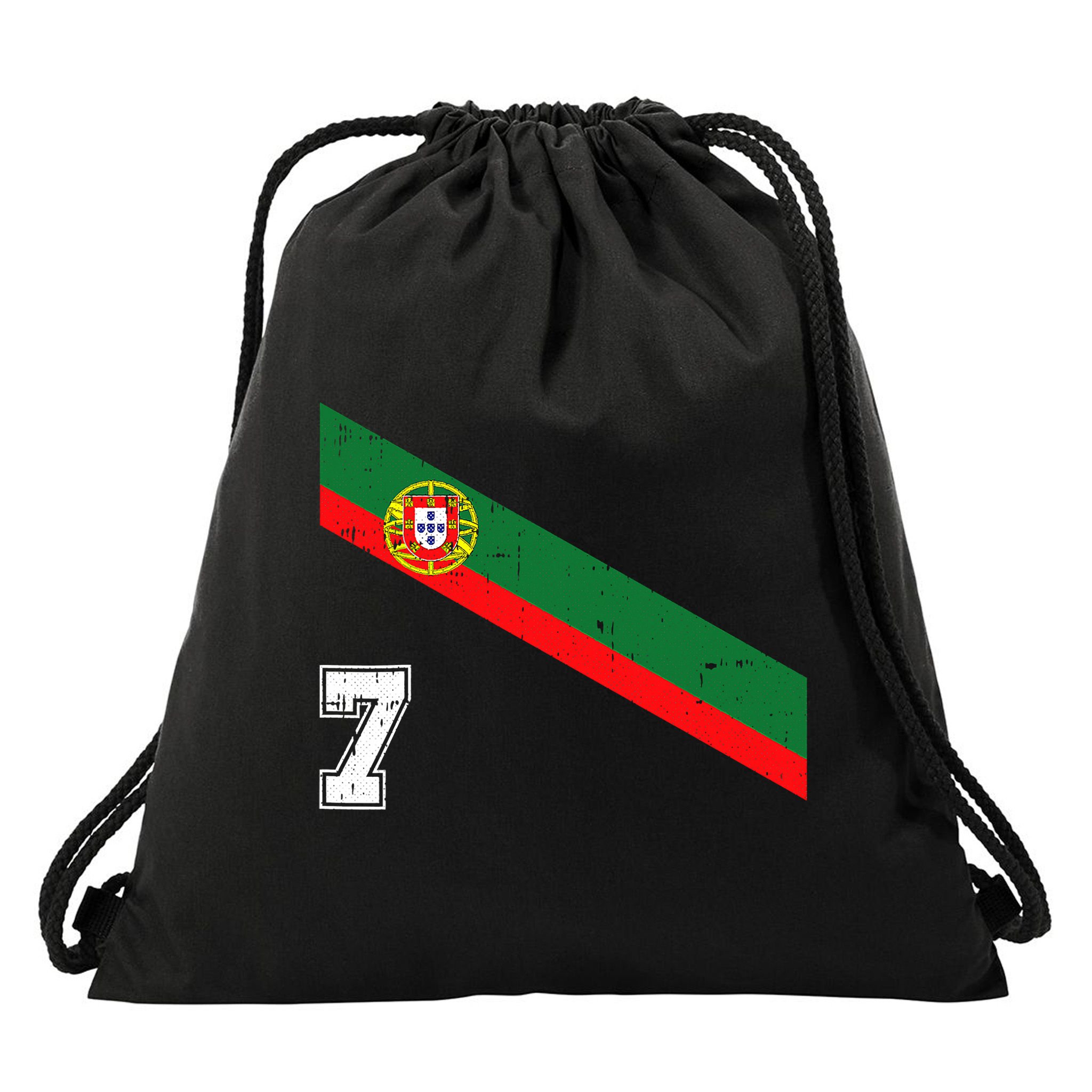 Portugal Soccer Number 7 Portugese Football Sports Lover Fan Drawstring Bag