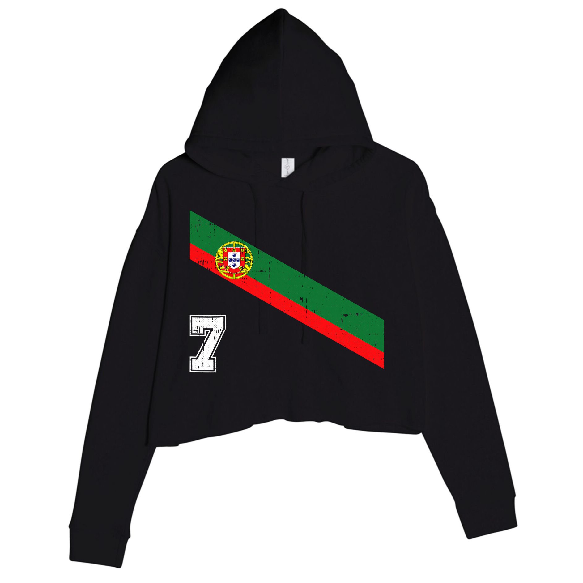 Portugal Soccer Number 7 Portugese Football Sports Lover Fan Crop Fleece Hoodie
