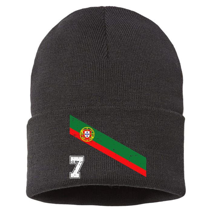 Portugal Soccer Number 7 Portugese Football Sports Lover Fan Sustainable Knit Beanie