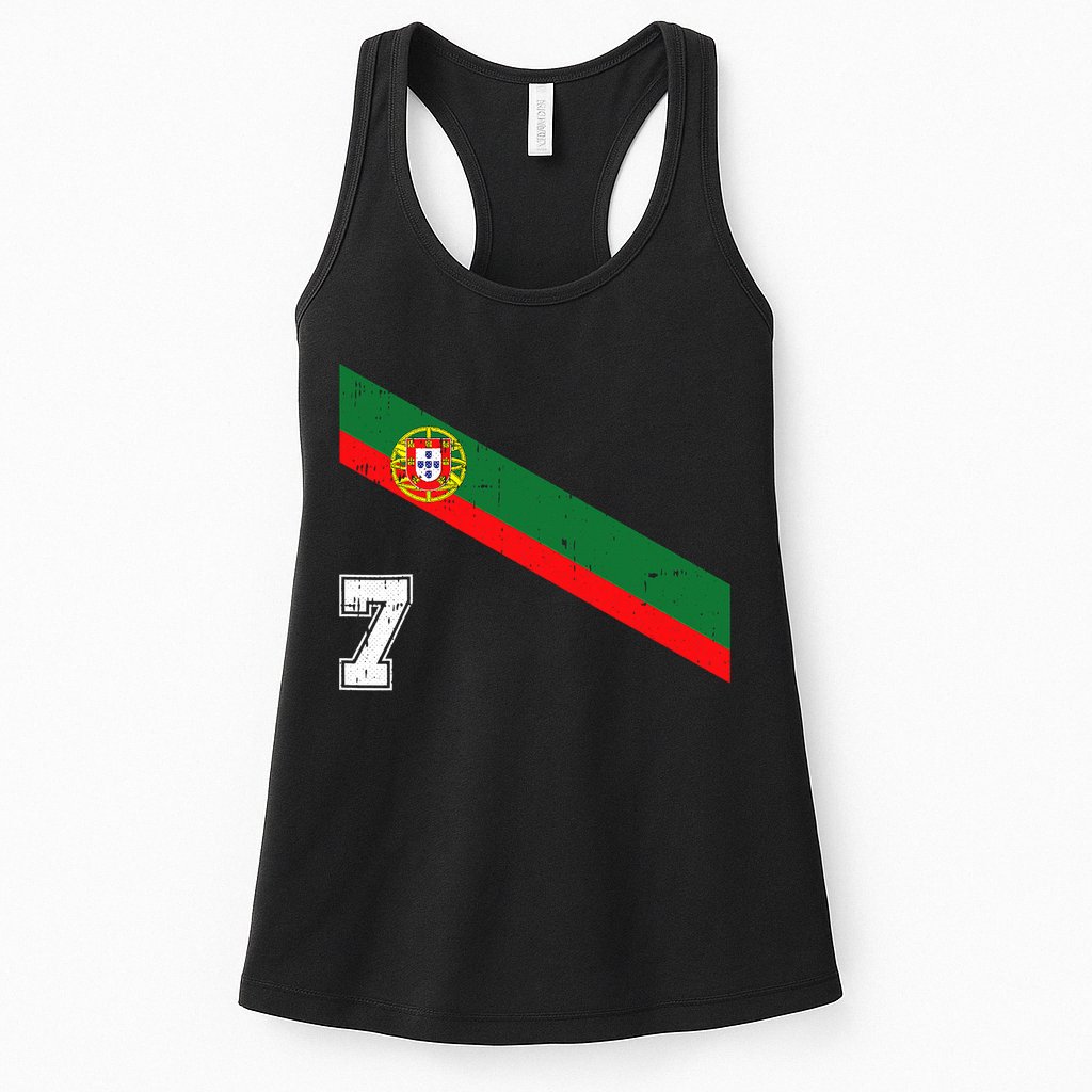 Portugal Soccer Number 7 Portugese Football Sports Lover Fan Womens Tank Top