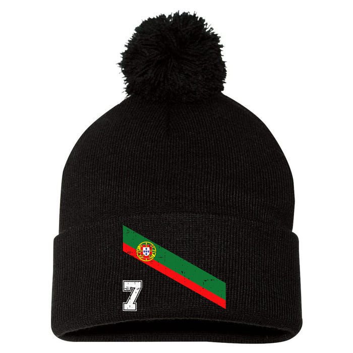 Portugal Soccer Number 7 Portugese Football Sports Lover Fan Pom Pom 12in Knit Beanie