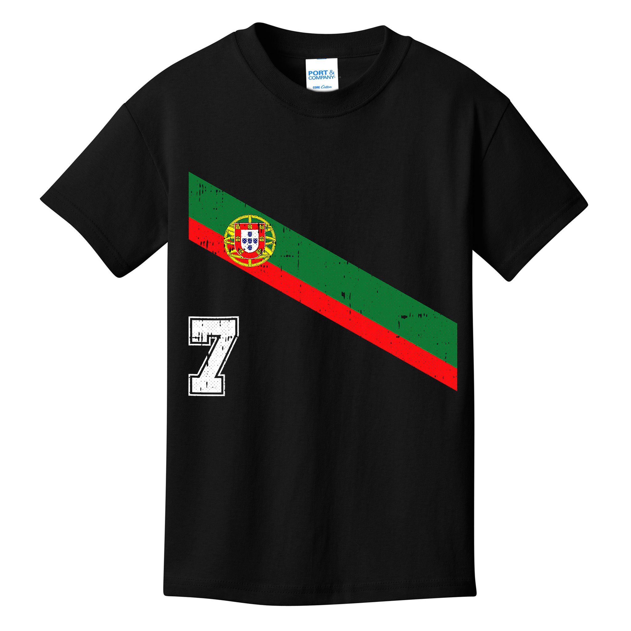 Portugal Soccer Number 7 Portugese Football Sports Lover Fan Kids T-Shirt