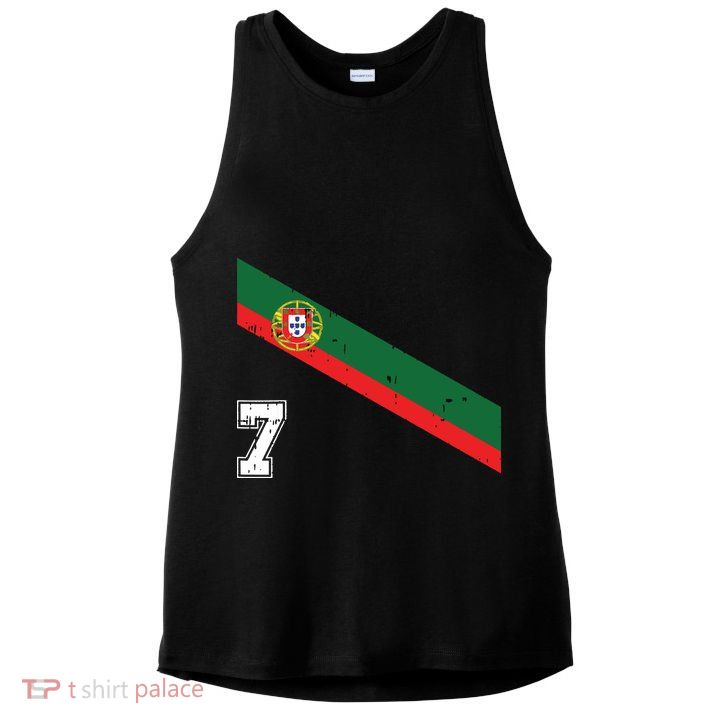 Portugal Soccer Number 7 Portugese Football Sports Lover Fan Ladies PosiCharge Tri-Blend Wicking Tank