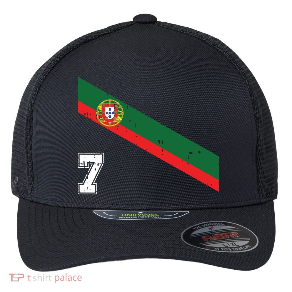Portugal Soccer Number 7 Portugese Football Sports Lover Fan Flexfit Unipanel Trucker Cap