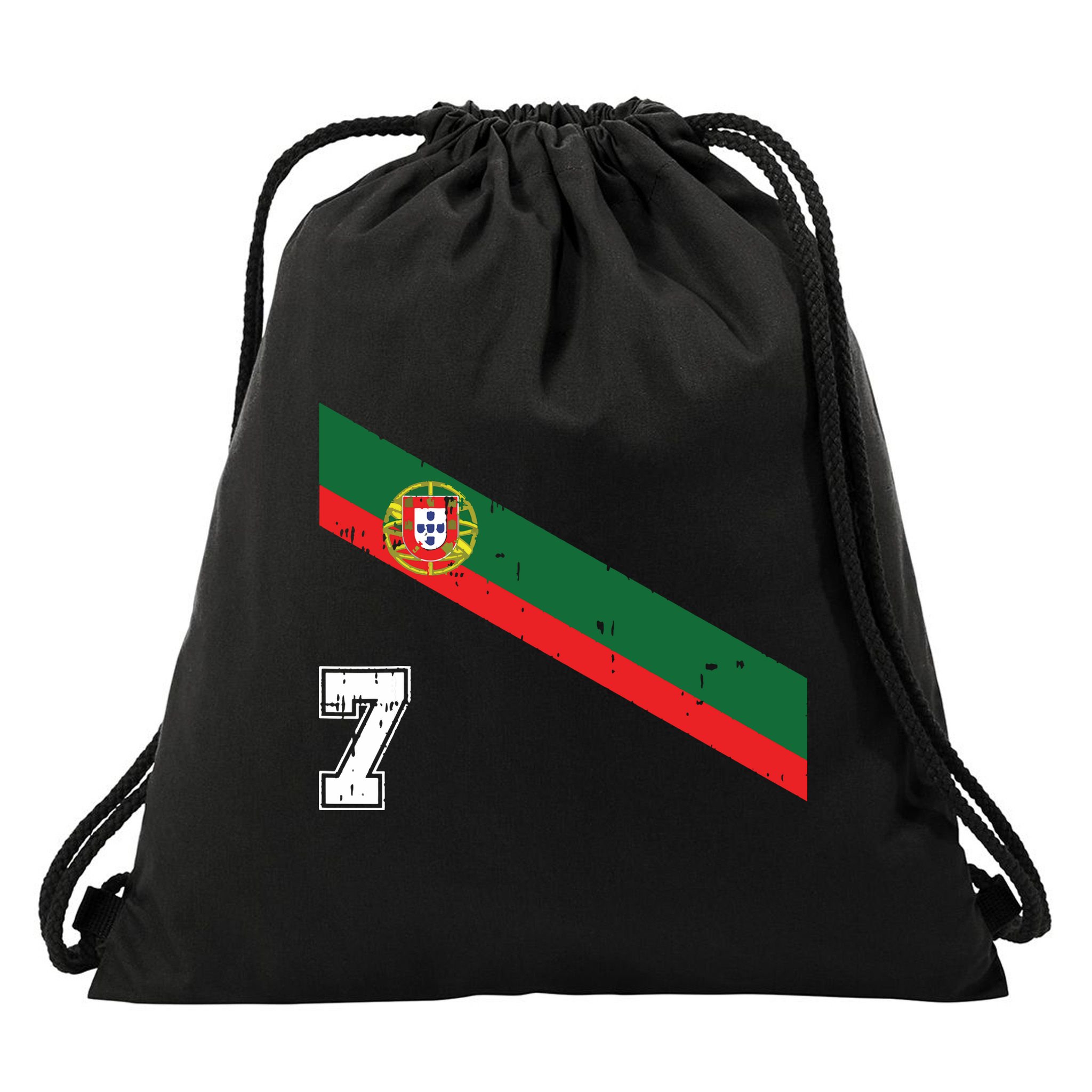 Portugal Soccer Number 7 Portugese Football Sports Lover Fan Drawstring Bag