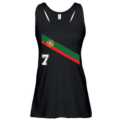 Portugal Soccer Number 7 Portugese Football Sports Lover Fan Ladies Essential Flowy Tank