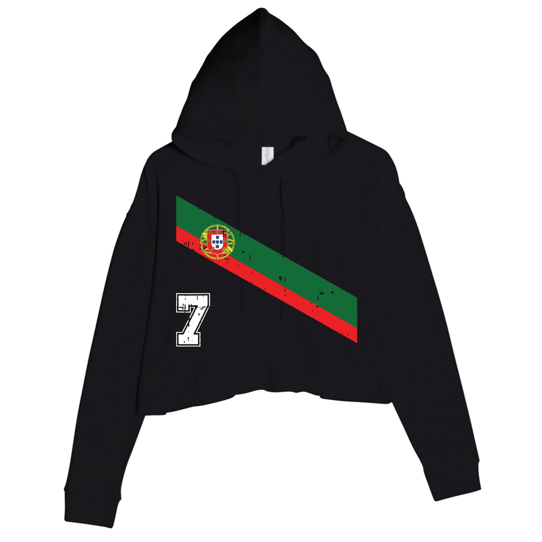 Portugal Soccer Number 7 Portugese Football Sports Lover Fan Crop Fleece Hoodie