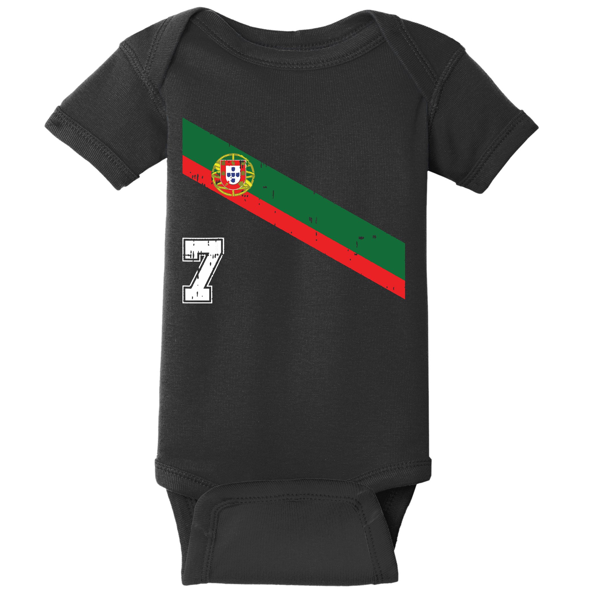 Portugal Soccer Number 7 Portugese Football Sports Lover Fan Baby Bodysuit