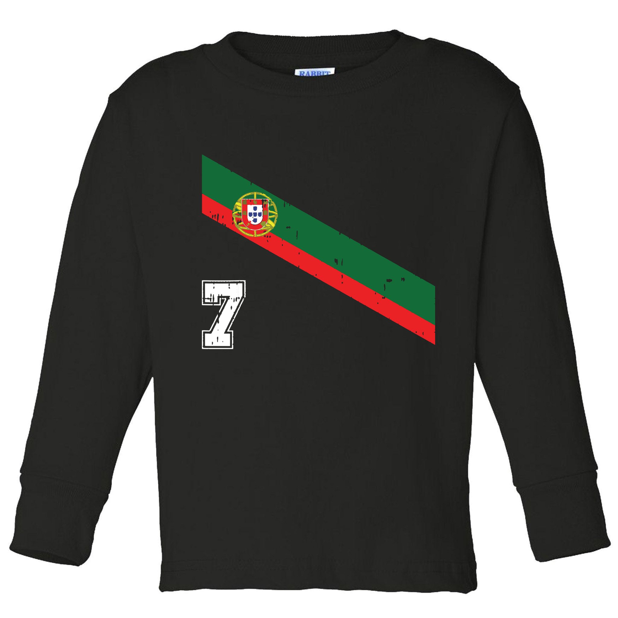 Portugal Soccer Number 7 Portugese Football Sports Lover Fan Toddler Long Sleeve Shirt