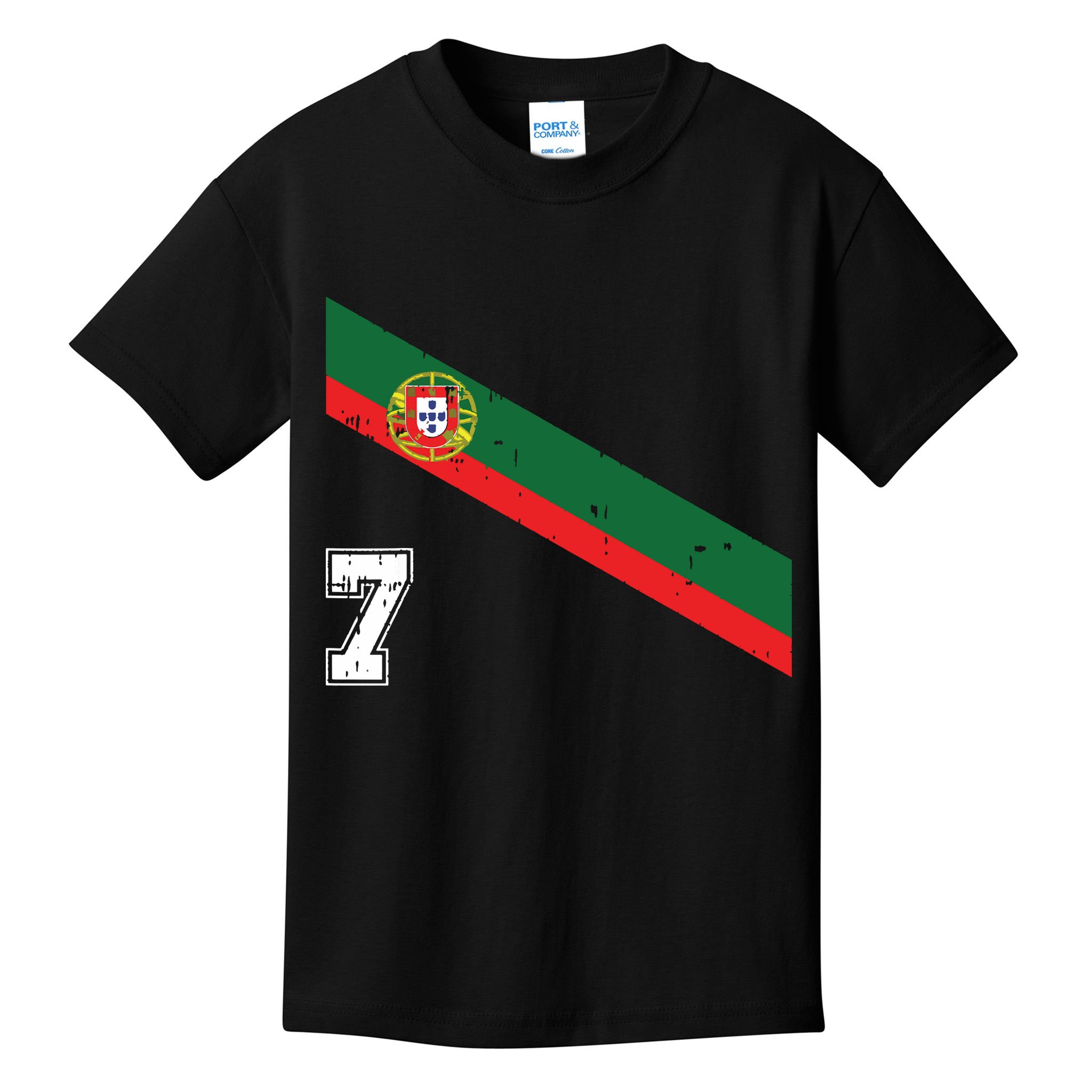 Portugal Soccer Number 7 Portugese Football Sports Lover Fan Kids T-Shirt