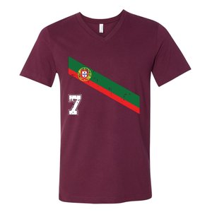 Portugal Soccer Number 7 Portugese Football Sports Lover Fan V-Neck T-Shirt