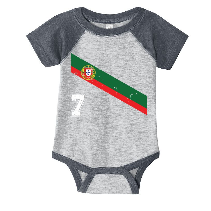Portugal Soccer Number 7 Portugese Football Sports Lover Fan Infant Baby Jersey Bodysuit