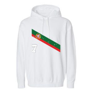 Portugal Soccer Number 7 Portugese Football Sports Lover Fan Garment-Dyed Fleece Hoodie