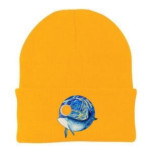 Painted Starry Night Whale Knit Cap Winter Beanie