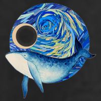 Painted Starry Night Whale 7 Panel Mesh Trucker Snapback Hat