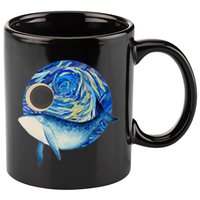Painted Starry Night Whale 11oz C Handle Ceramic Mug