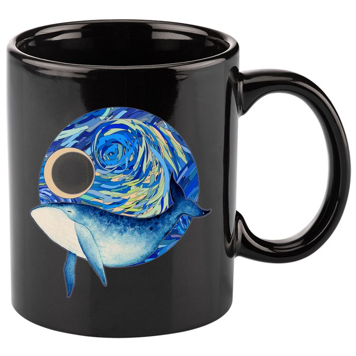 Painted Starry Night Whale 11oz C Handle Ceramic Mug
