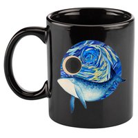 Painted Starry Night Whale 11oz C Handle Ceramic Mug