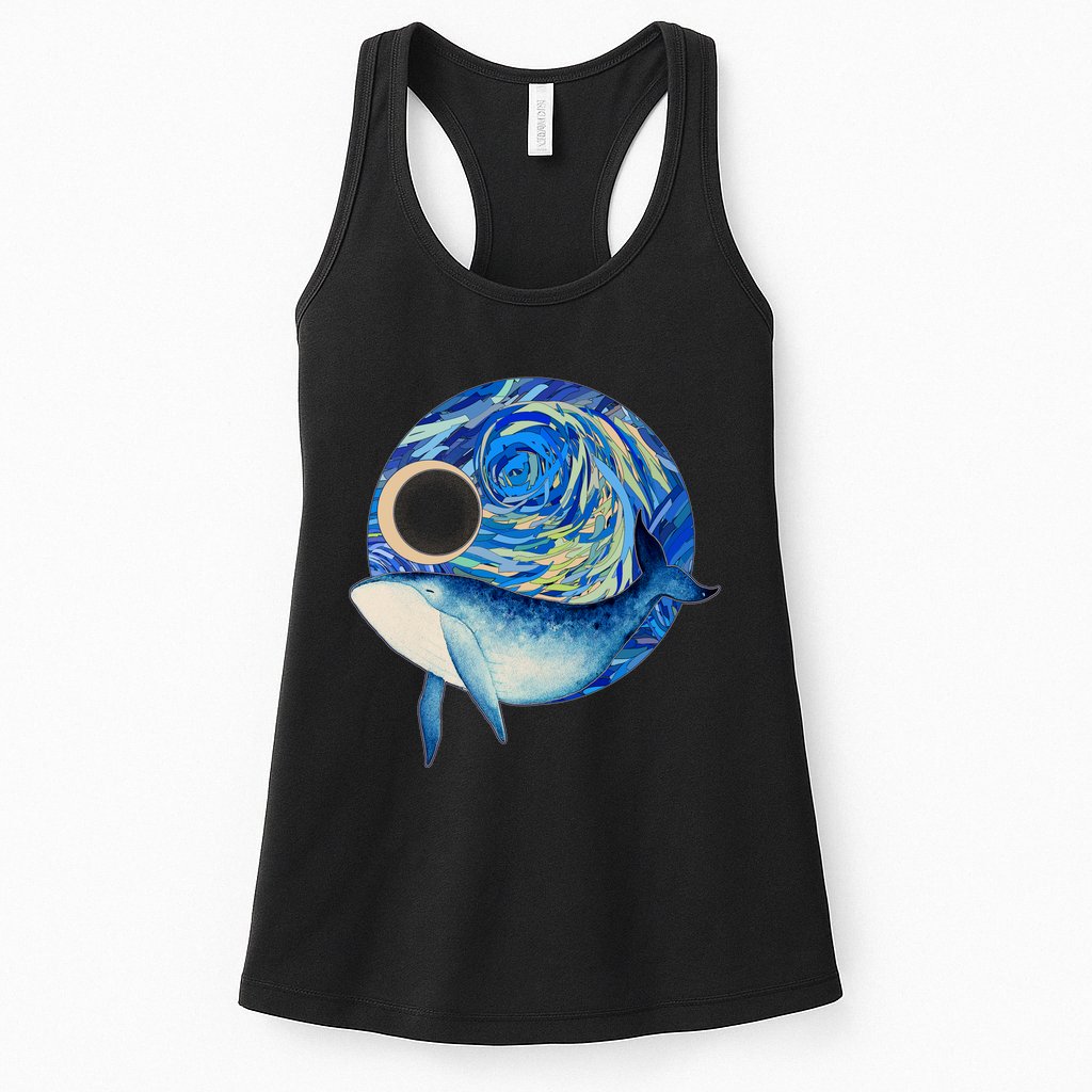 Painted Starry Night Whale Womens Tank Top