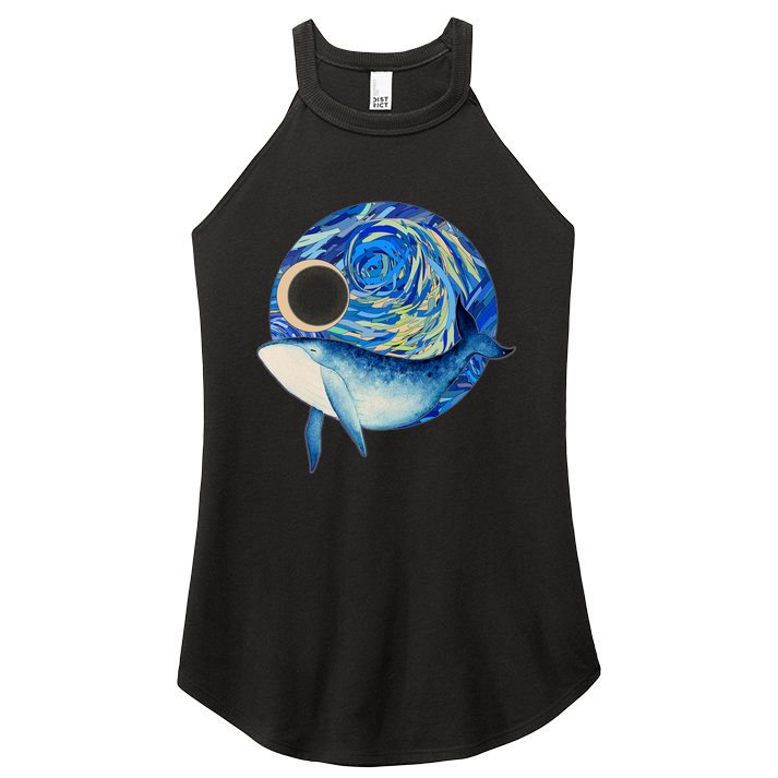 Painted Starry Night Whale Women's Perfect Tri Rocker Tank
