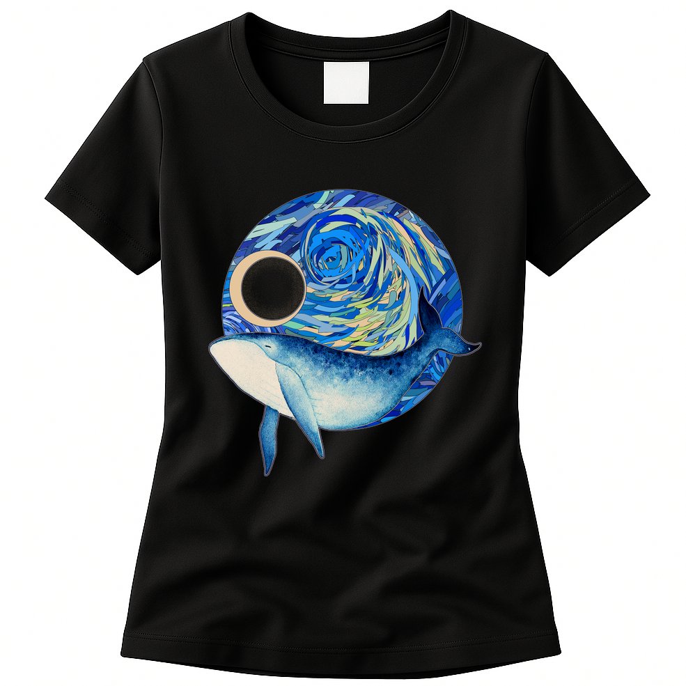 Painted Starry Night Whale Womens T-Shirt