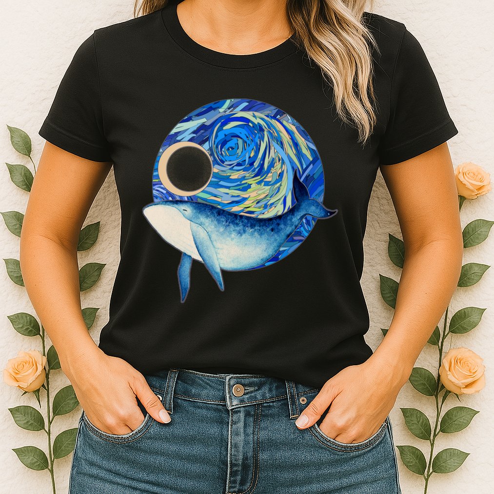Painted Starry Night Whale Womens T-Shirt